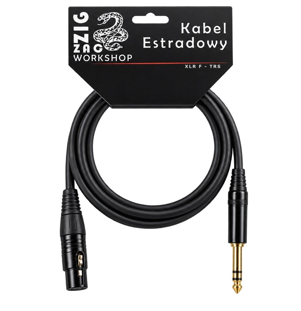 Kabel XLR F żeński – TRS Jack 6,3 mm, zbalansowany, profesjonalny XLR-TRS - obrazek 2